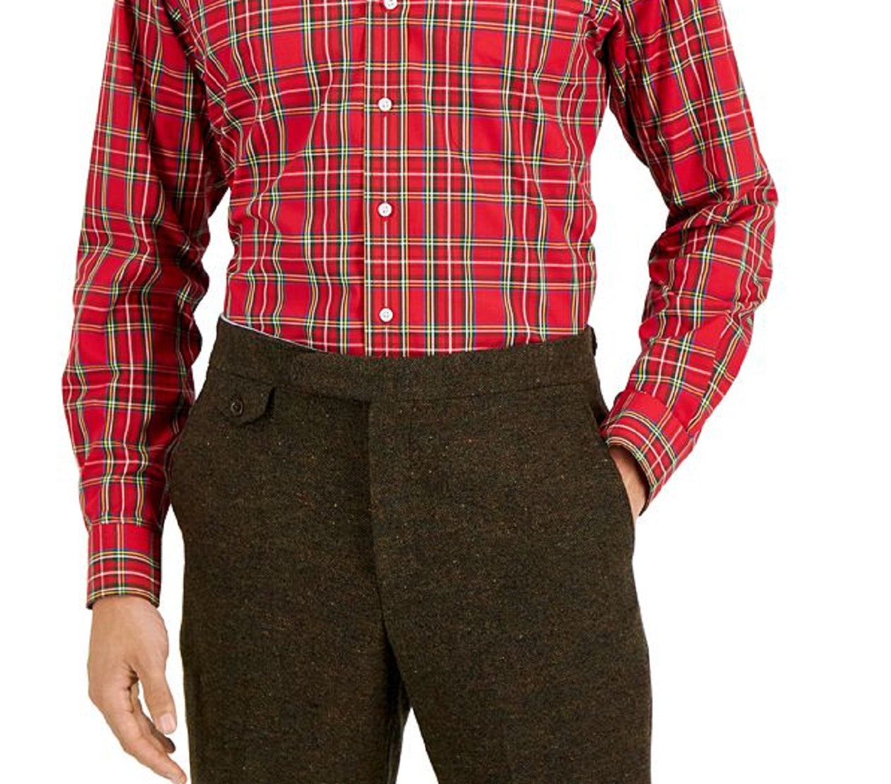 Camisa social masculina de algodão com ajuste regular Club Room, vermelha, tamanho 16 x 32 x 33