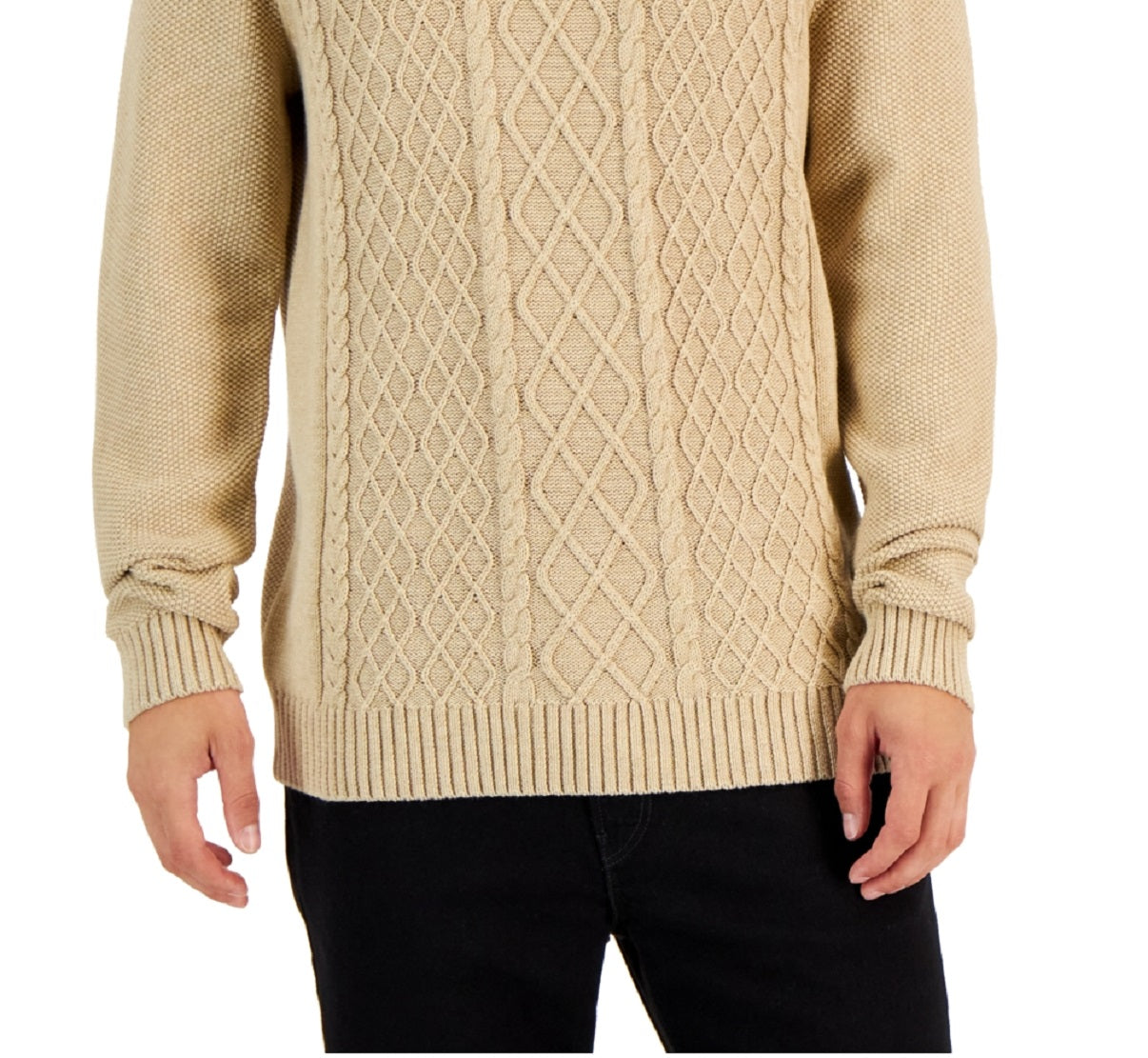 Suéter masculino de gola alta grossa Club Room marrom tamanho extragrande