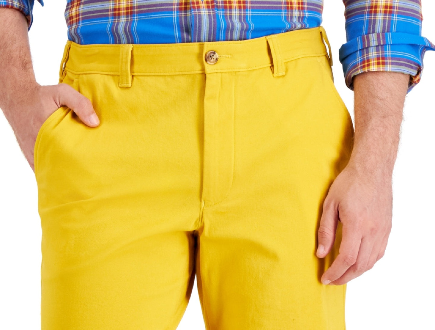 Shorts Club Room Masculino Regular Fit Way Stretch Amarelo Tamanho 34