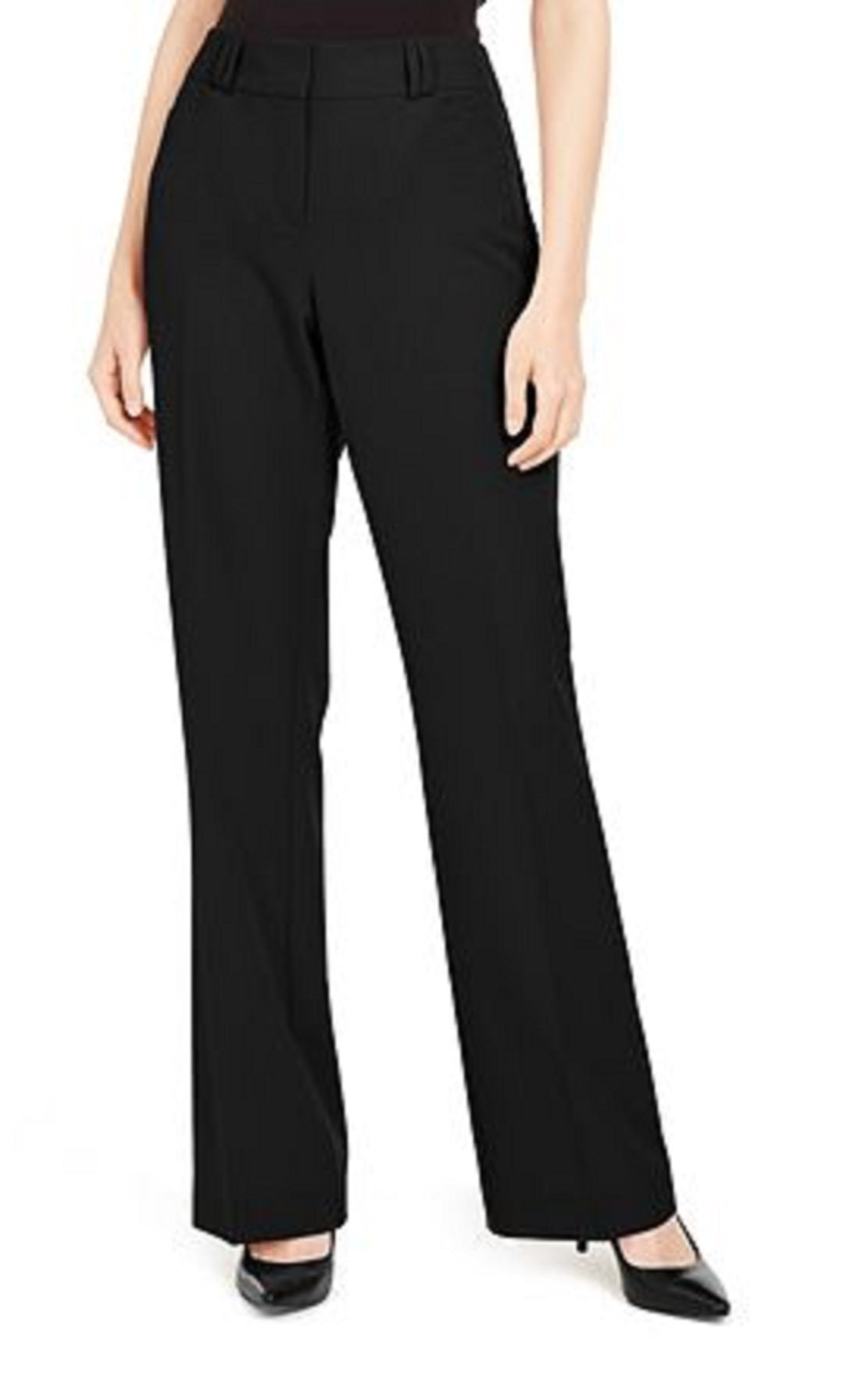 Calça feminina Alfani, comprimento longo e curto, essencial, curva, bootcut, preta, tamanho 10