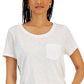 Camiseta feminina com bolso Style &amp; Co, branca, tamanho médio