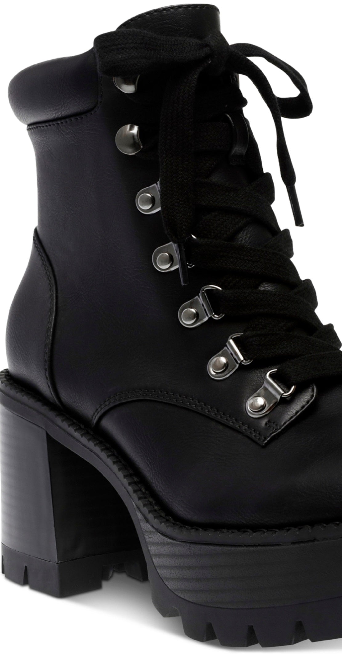 Botas femininas Wild Pair Maureene com cadarço, pretas, tamanho 8 M