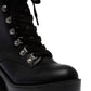 Botas femininas Wild Pair Maureene com cadarço, pretas, tamanho 8 M
