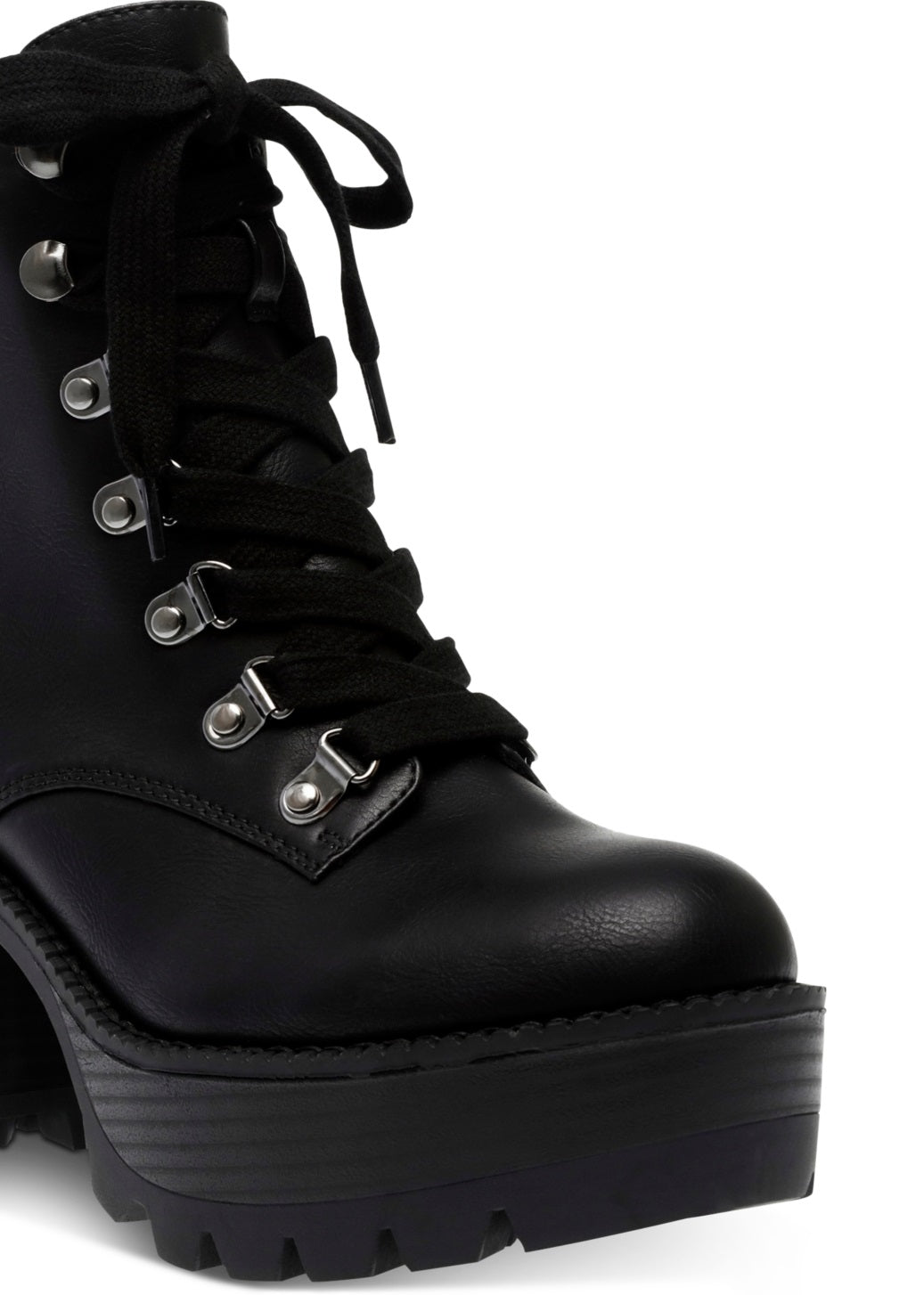Botas femininas Wild Pair Maureene com cadarço, pretas, tamanho 8 M