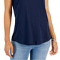 Camiseta feminina clássica estilo Slub, azul, tamanho pequeno grande