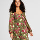 Vestido longo feminino Bar III com bustiê estampado e fenda lateral, verde, tamanho grande