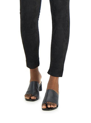 Leggings femininas Alfani Mixed Media de camurça sintética até o tornozelo, pretas, tamanho GG