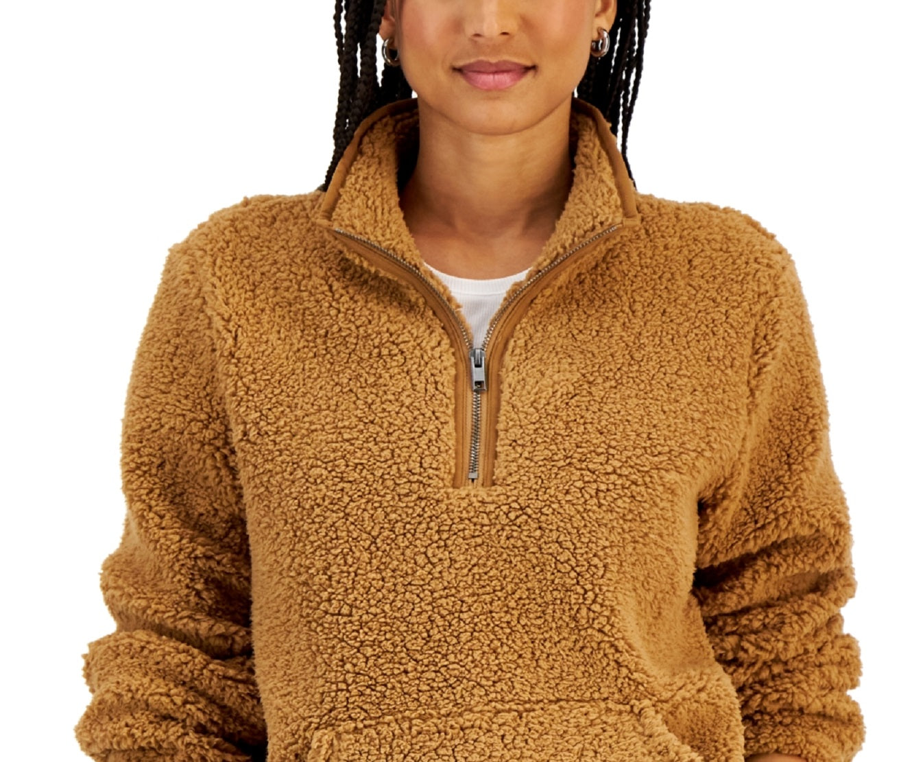 Suéter Sherpa Feminino Style &amp; Co Marrom Tamanho Pequeno Pequeno