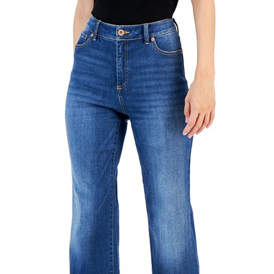 Calça jeans feminina de cintura alta e perna larga da INC International Concepts, azul, tamanho 10