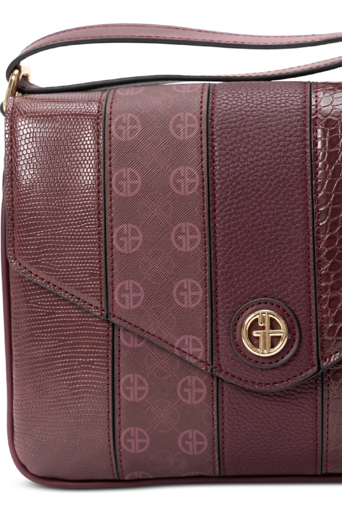 Bolsa transversal feminina Giani Bernini em couro sintético com bloco de cores em relevo, vermelha, tamanho regular