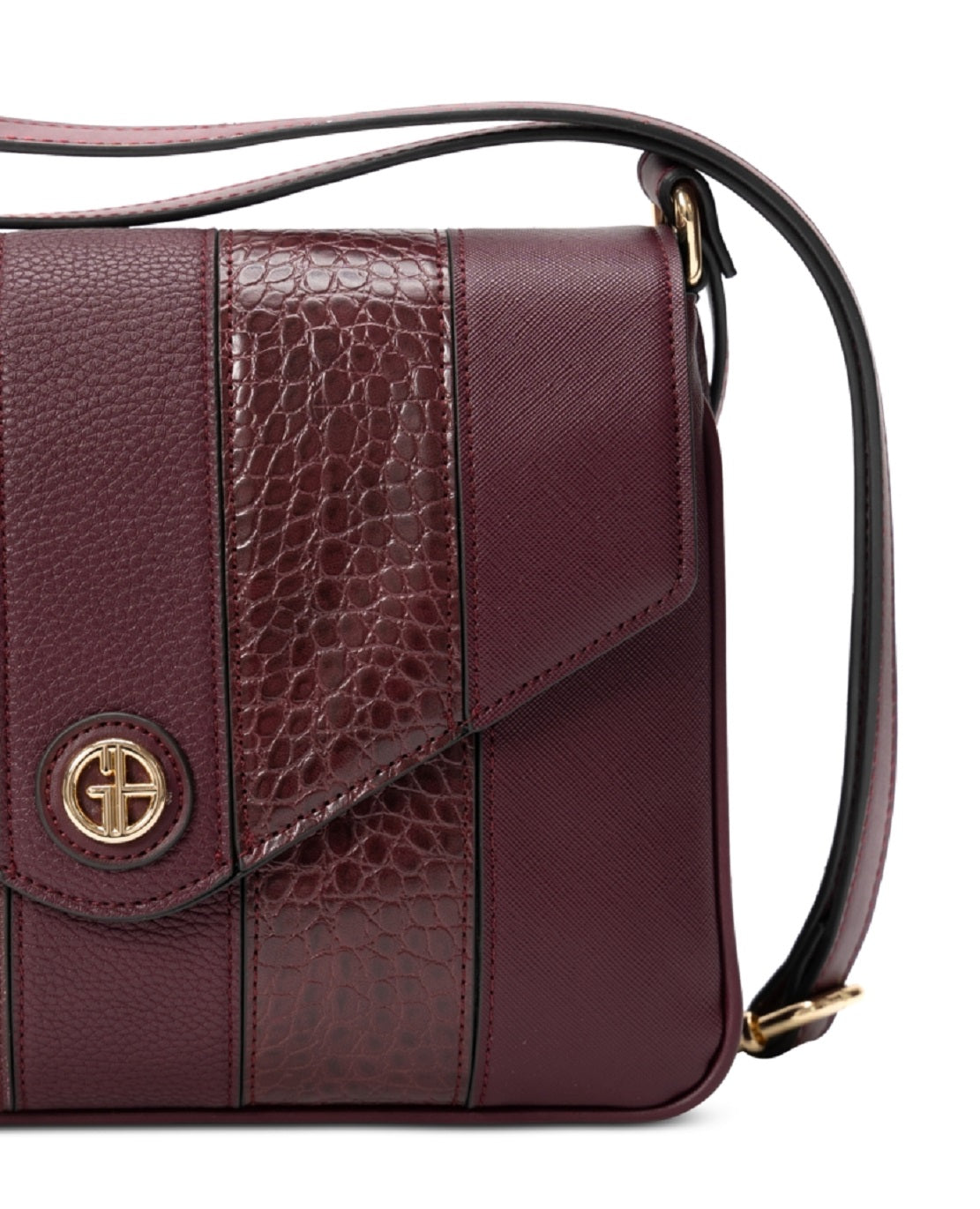 Bolsa transversal feminina Giani Bernini em couro sintético com bloco de cores em relevo, vermelha, tamanho regular