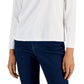 Camiseta feminina clássica lisa de manga comprida estilo &amp; co, branca, tamanho pequeno grande