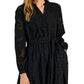 Vestido feminino Alfani com estampa jacquard e manga transparente, preto, tamanho 6