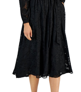 Vestido feminino Alfani com estampa jacquard e manga transparente, preto, tamanho 6