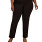 Calça feminina de malha ponte pull-on da coleção JM, preta, tamanho 3X