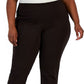 Calça feminina de malha ponte pull-on da coleção JM, preta, tamanho 3X