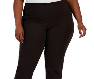 Calça feminina de malha ponte pull-on da coleção JM, preta, tamanho 3X