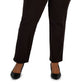Calça feminina de malha ponte pull-on da coleção JM, preta, tamanho 3X