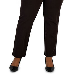 Calça feminina de malha ponte pull-on da coleção JM, preta, tamanho 3X