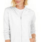 Karen Scott Moletom com capuz feminino de manga comprida com zíper frontal, branco, tamanho XX-G
