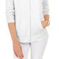 Karen Scott Moletom com capuz feminino de manga comprida com zíper frontal, branco, tamanho XX-G