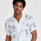 Camisa masculina com estampa abstrata e estampa de acampamento da INC International Concepts, branca, tamanho XX-G