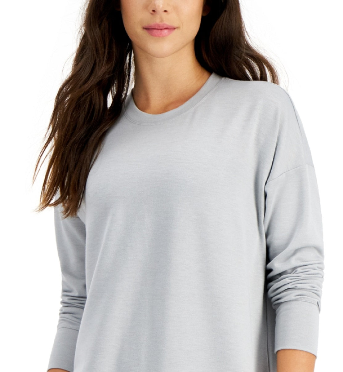 ID Ideology Top feminino Active Solid Crewneck Cinza Tamanho Grande