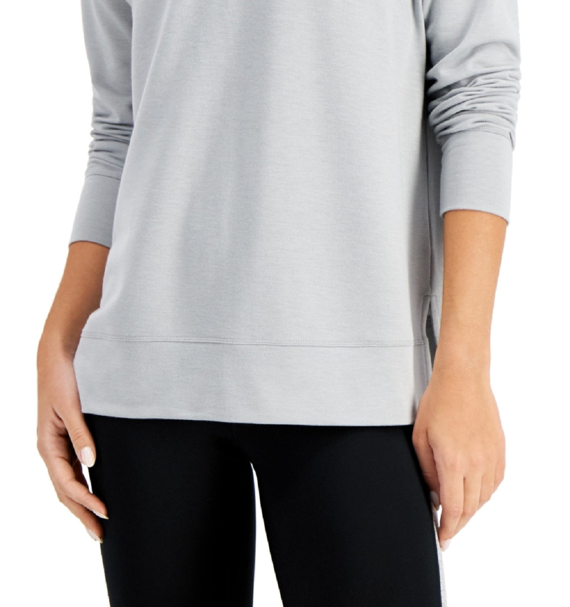 ID Ideology Top feminino Active Solid Crewneck Cinza Tamanho Grande