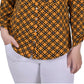 Blusa feminina NY Collection com manga 3/4 e decote em Y, amarela, tamanho 2X