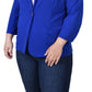 Jaqueta de crepe Scuba Plus com manga 3/4 feminina da NY Collection, azul, tamanho 2X