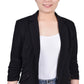 Jaqueta de crepe feminina NY Collection com manga franzida 3/4, preta, tamanho grande