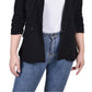 Jaqueta de crepe feminina NY Collection com manga franzida 3/4, preta, tamanho grande