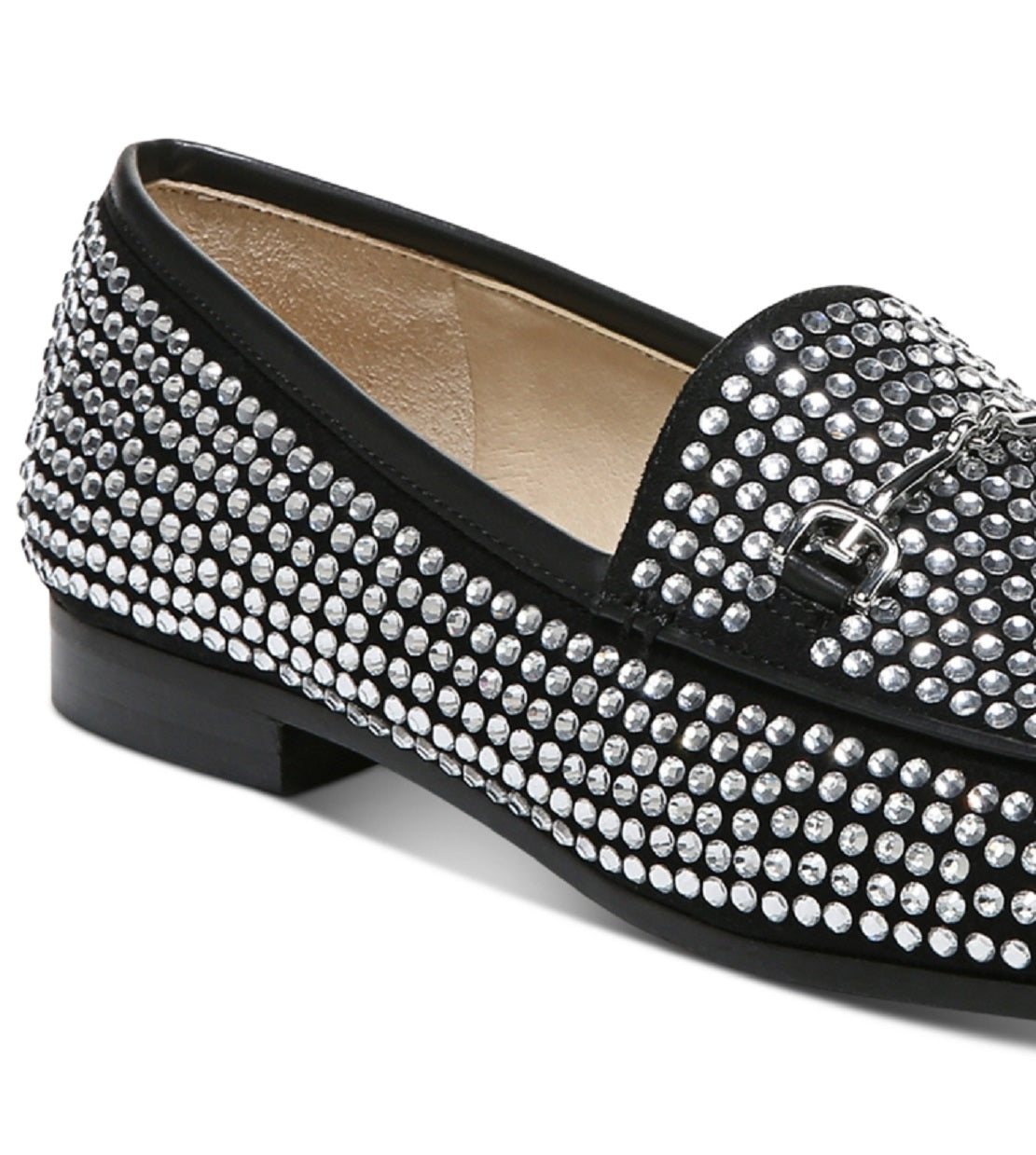 Sam Edelman Loraine Glitz Strass Bit Loafer Feminino Preto Tamanho 10 M