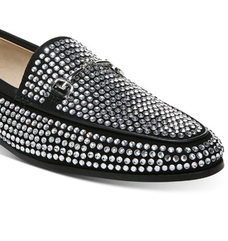 Sam Edelman Loraine Glitz Strass Bit Loafer Feminino Preto Tamanho 10 M