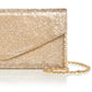 42 Bolsa transversal feminina dourada com strass, amarela, tamanho 14,5 MW