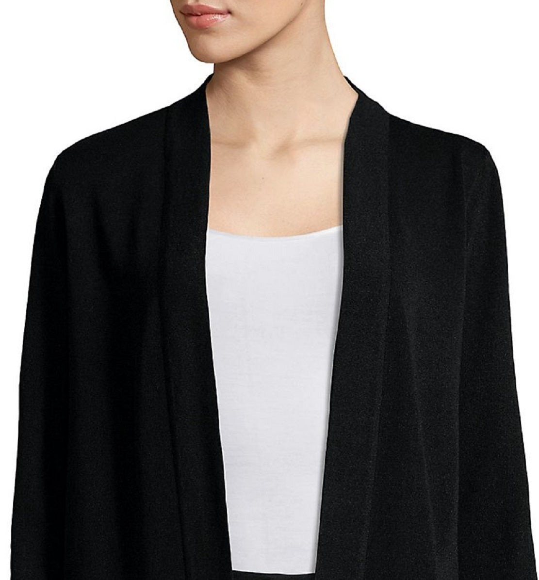 Cardigan feminino Anne Klein Malibu com frente aberta, preto, tamanho extrapequeno