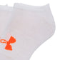 Pacote com 6 meias Under Armour femininas, invisíveis, brancas, tamanho 9-11