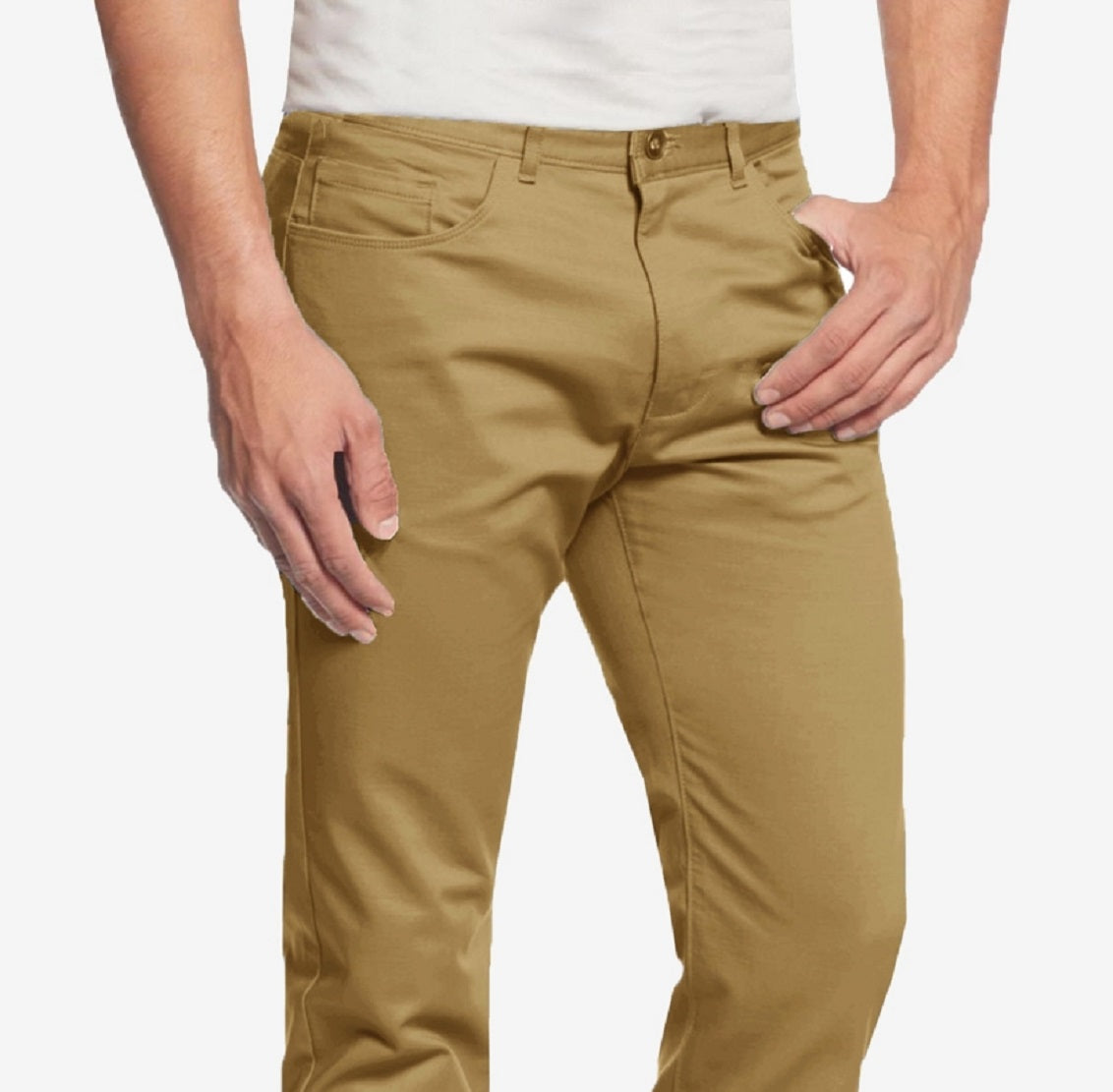 Calça Chino Skinny Fit Ultra Elástica Masculina Galaxy By Harvic com 5 Bolsos, Marrom, Tamanho 34X32
