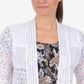 NY Collection Feminino Manga Cotovelo Aberta Frente Shrug Branco Tamanho X-G