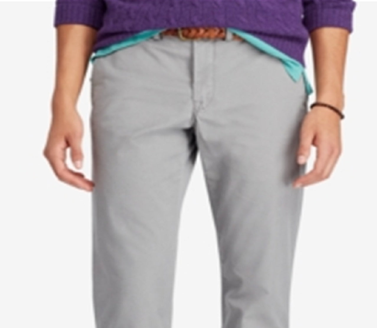 Calça chino reta masculina Ralph Lauren, cinza, tamanho 34x32