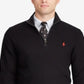 Polo Ralph Lauren Suéter Masculino Texturizado com Zíper de 1/4 Preto Tamanho X-G