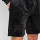Shorts Fila Arc Classic Fit Stretch Velour Logo Masculino Preto Tamanho Grande