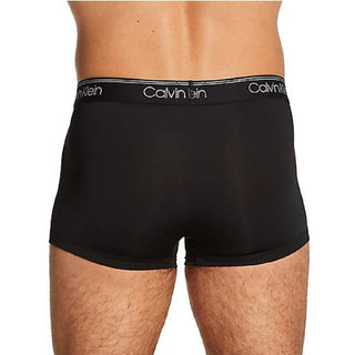Pacote com 3 cuecas Calvin Klein masculinas de microfibra elástica de cintura baixa, pretas, tamanho médio