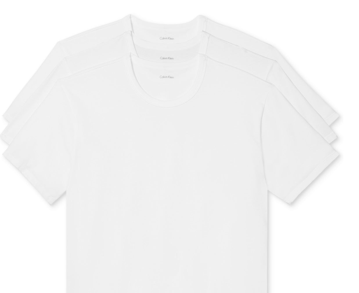 Calvin Klein Camiseta Feminina Gola Redonda de Algodão Elástico, Pacote com 3, Branca, Tamanho Pequeno