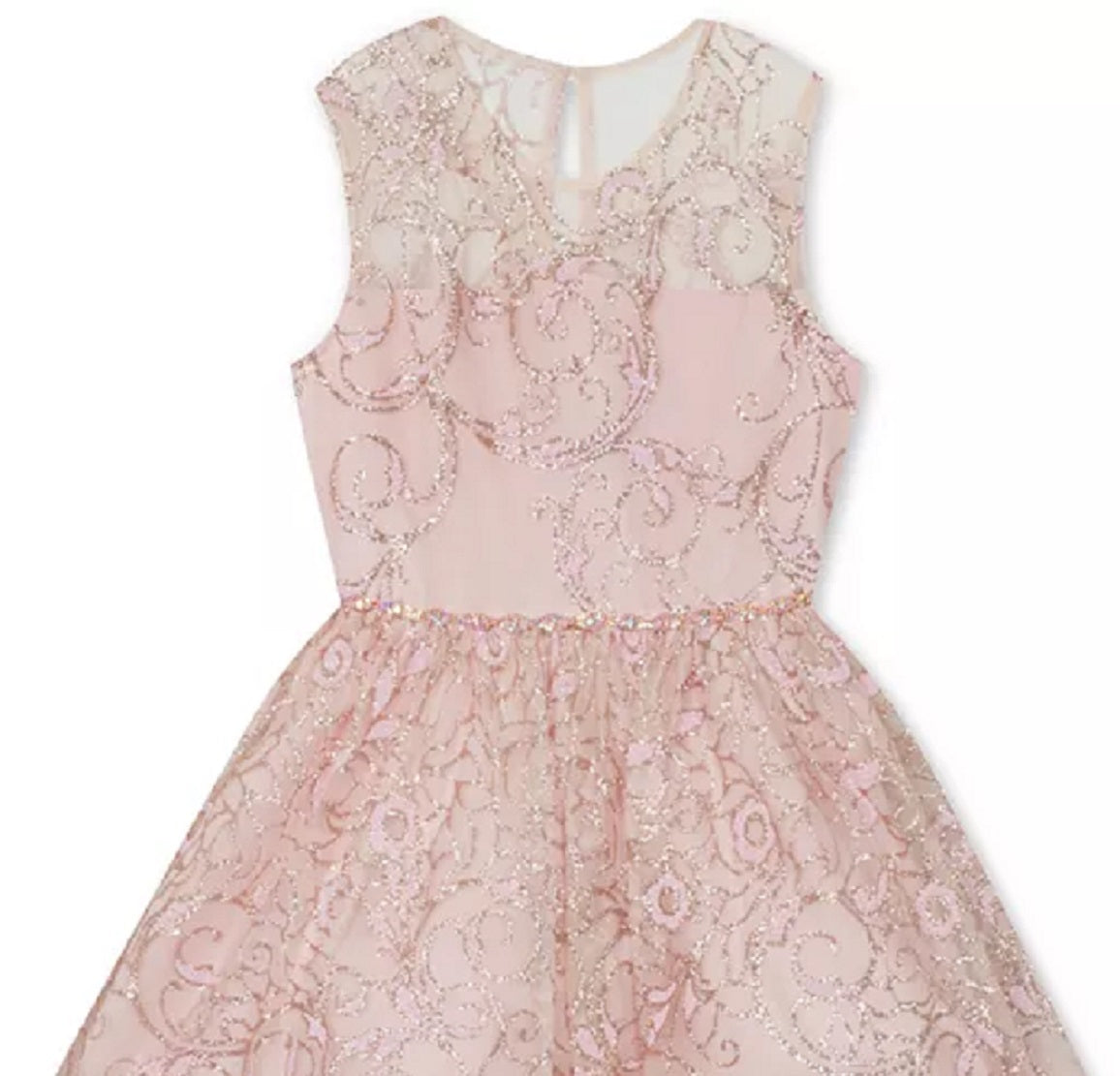 Vestido alto e baixo com glitter para meninas grandes, edições raras, rosa, tamanho 8