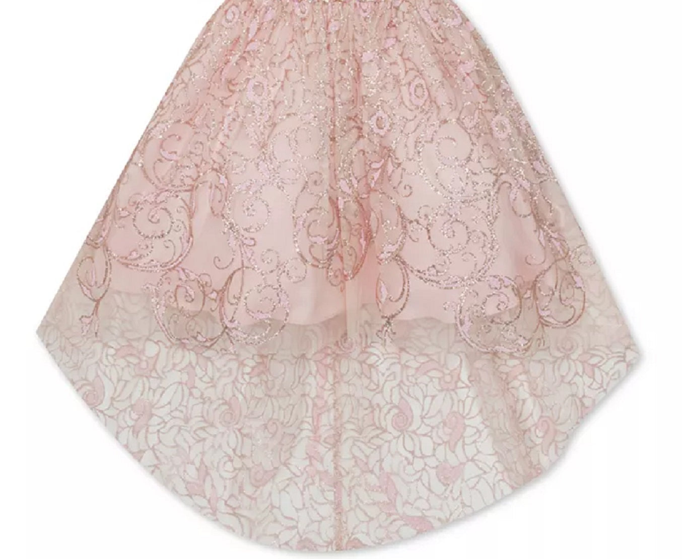 Vestido alto e baixo com glitter para meninas grandes, edições raras, rosa, tamanho 8