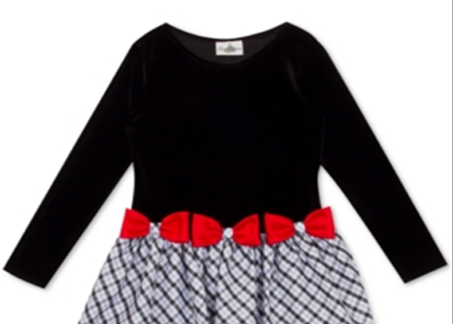 Vestido de veludo com cintura baixa e laço para meninas, edição rara, preto, tamanho 4T