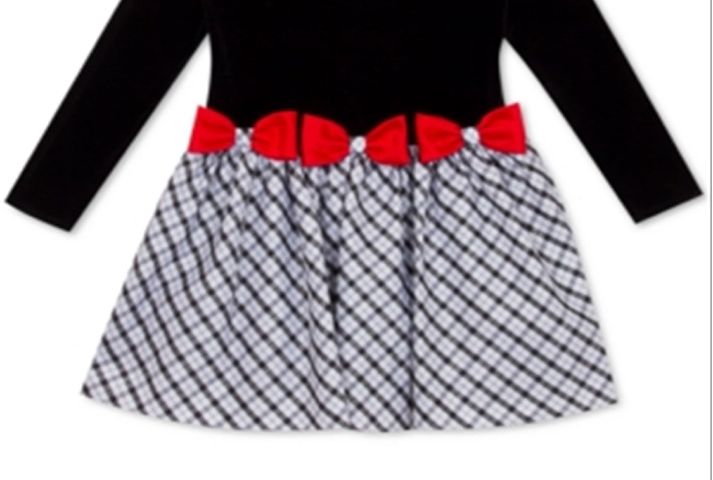 Vestido de veludo com cintura baixa e laço para meninas, edição rara, preto, tamanho 4T