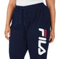 Calça jogger feminina Fila Stand Graphic com cordão na cintura, azul, tamanho 2X