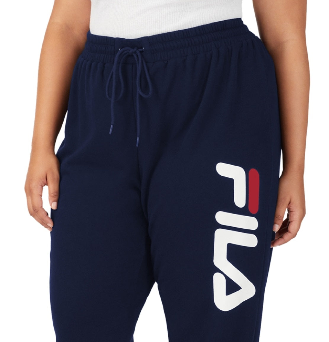 Calça jogger feminina Fila Stand Graphic com cordão na cintura, azul, tamanho 2X